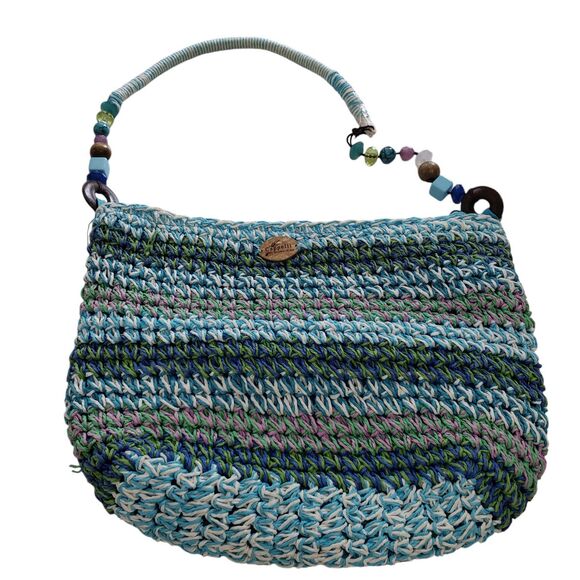 Cappelli Woven Multicolor Shoulder Purse with Beaded Handle - Picture 1 of 10